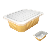 Boîte rectangulaire jetable en aluminium de 750 ml, écologique, de qualité alimentaire, compatible four, avec couvercle en aluminium pour plats à emporter, préparation de repas et cuisson maison