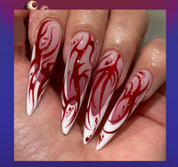 Faux ongles à presser longs pour Halloween, faits main, vente en gros, logo personnalisé, ABS, design 3D effrayant, luxe, 24 embouts, pour salon de manucure
