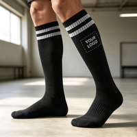 Chaussettes de football montantes personnalisées avec logo, côtelées, à compression, respirantes, semelle amortie, tricotées, pour équipes de football, OEM ODM