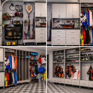 Armoire de rangement en bois sur mesure pour <span class=keywords><strong>garage</strong></span>, système de rangement pour équipements sportifs avec étagère à chaussures et tiroir pour l'organisation de la maison et du <span class=keywords><strong>garage</strong></span> - Product Image 2