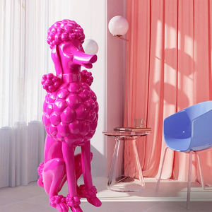 Aangepaste Moderne Kunst Hars Hond Beelden Hars Grote Roze Rode Dier Poedel Beeld Sculpturen - Product Image 5