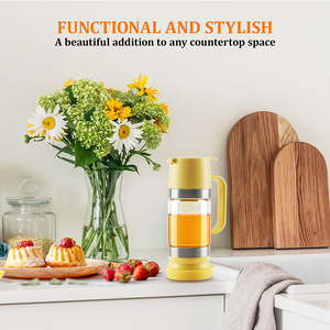 Vendita calda nuovo Design unico 9 Oz senza gocciolamento <span class=keywords><strong>di</strong></span> <span class=keywords><strong>vetro</strong></span> trasparente olio <span class=keywords><strong>di</strong></span> miele sciroppo <span class=keywords><strong>di</strong></span> caffè vasetto <span class=keywords><strong>con</strong></span> manico - Product Image 6