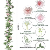 Tanaman Rambat Mawar Sutra Buatan Grosir, Tanaman Rambat Bunga Musim Semi, Dekorasi Latar Belakang Pernikahan Luar Ruangan & Rumah, Tanaman Rambat Peony PVC, Tanaman Rambat Simulasi