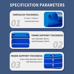 Bâche de culture pliable en <span class=keywords><strong>PVC</strong></span> à support souple, cadre en tuyau galvanisé mobile, grande bâche pour l'aquaculture, ferme piscicole, réservoir d'étang - Product Image 5
