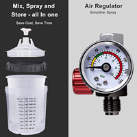Kit de pistolet de pulvérisation HVLP, pulvérisateur de peinture à alimentation par gravité, gobelet de mélange de peinture, manomètre, alliage d'aluminium, haute efficacité pour l'automobile
