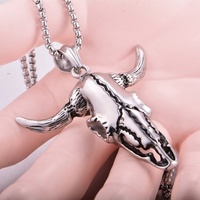 Breloques Tête de Bœuf Crâne en Argent Tibétain Antique, Pendentifs Tête de Bœuf Crâne, Bijoux au Design Gothique Osseux