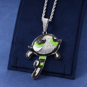 Collana con Ciondolo Cartoon Placcato Oro 2025, Stile Hip Hop, Ispirata alle <span class=keywords><strong>Powerpuff</strong></span> Girls, con Zirconi Incastonati, Gioielli Disponibili - Product Image 2