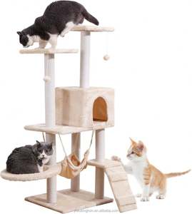 Pet Products Multi-layer Luxury <b>Cat</b> Climbing Frame Hammock Condo Kittens Interactive Ball Sisal Scratching Post <b>Plush</b> <b>Cat</b> Tree - Product Image 1