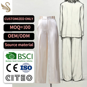<span class=keywords><strong>Pantaloni</strong></span> da donna personalizzati a vita alta, dritti, in <span class=keywords><strong>velluto</strong></span>, casual, traspiranti, antipiega, tinta unita, <span class=keywords><strong>con</strong></span> tasche posteriori, OEM/ODM - Product Image 1