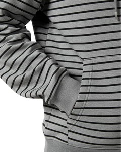 Sudadera con Capucha para Hombre, Algodón, Felpa, con Capucha, Gris y Negro a Rayas, con Cierre, Ropa Casual de Calle, Sudadera de Invierno - Product Image 6