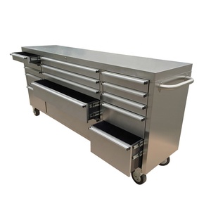 خزانات مطبخ ثقيلة من الفولاذ المقاوم للصدأ طراز OEM ODM ، 15 درج ، عربة عربة ، طاولة عمل ، جراج ورشة عمل - Product Image 5