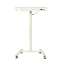 Station de travail mobile pour ordinateur portable en MDF, inclinable et réglable avec vérin à gaz, design pliable