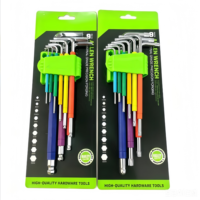 Set Kunci Allen Chrome Vanadium dengan Pegangan Berwarna, Kepala Torx, Ekstensi Panjang, Lipat, Multifungsi, Alat Perbaikan Kunci Hex