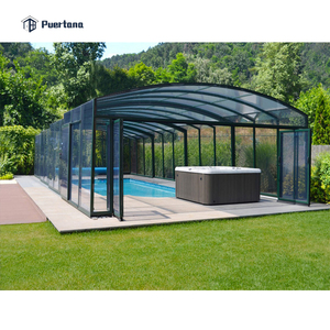 Đúc Sẵn Bơi Hồ Bơi Bao Vây Tempered Glass Sunrooms Nhôm Khung Polycarbonate Có Thể Thu Vào Sưởi Nắng Mái - Product Image 6