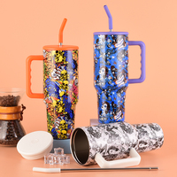 Ventes chaudes, grande capacité, nouveau design, gobelet isotherme en acier inoxydable carré de 40 oz, poignée, couvercle, anti-fuite, maintien de la chaleur de 6 à 12 heures