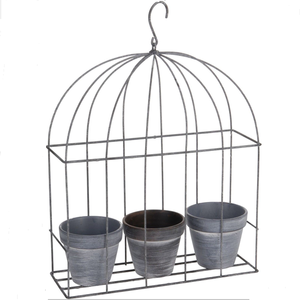 Wholesale Outdoor Garden Metal Wire Birdcage Design <strong>Plant</strong> Flower <strong>Pot</strong> Stand <strong>with</strong> Wall Hanging <strong>Hook</strong> - Product Image 4