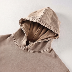 Sudadera con capucha de algodón 100% de peso pesado de gran tamaño de 500gsm, ropa de calle, sudaderas con capucha lavadas con ácido Vintage para hombre, sudaderas básicas personalizadas para hombre - Product Image 1