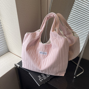 <span class=keywords><strong>Borsa</strong></span> a <span class=keywords><strong>Tracolla</strong></span> in Stile Occidentale di Grande Capacità, Design Coreano Casual, in Tessuto di Cotone Color Crema con Chiusura a Zip, Moda Instagram - Product Image 4