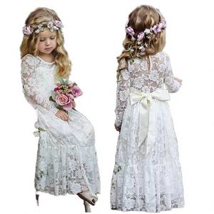 Vestido <span class=keywords><strong>de</strong></span> <span class=keywords><strong>Primera</strong></span> Comunión para Niñas, Cuello Redondo, Encaje Floral, Vestido <span class=keywords><strong>de</strong></span> Fiesta <span class=keywords><strong>de</strong></span> Boda para Niñas, Largo hasta la Rodilla, Gasa, Otoño, Vestidos Formales - Product Image 4