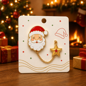 Broche Père Noël, Pendentif Étoile de Noël, Épinglette en émail souple avec impression UV, Bijoux de Noël, Badge de vente en gros, Épinglettes personnalisées - Product Image 1