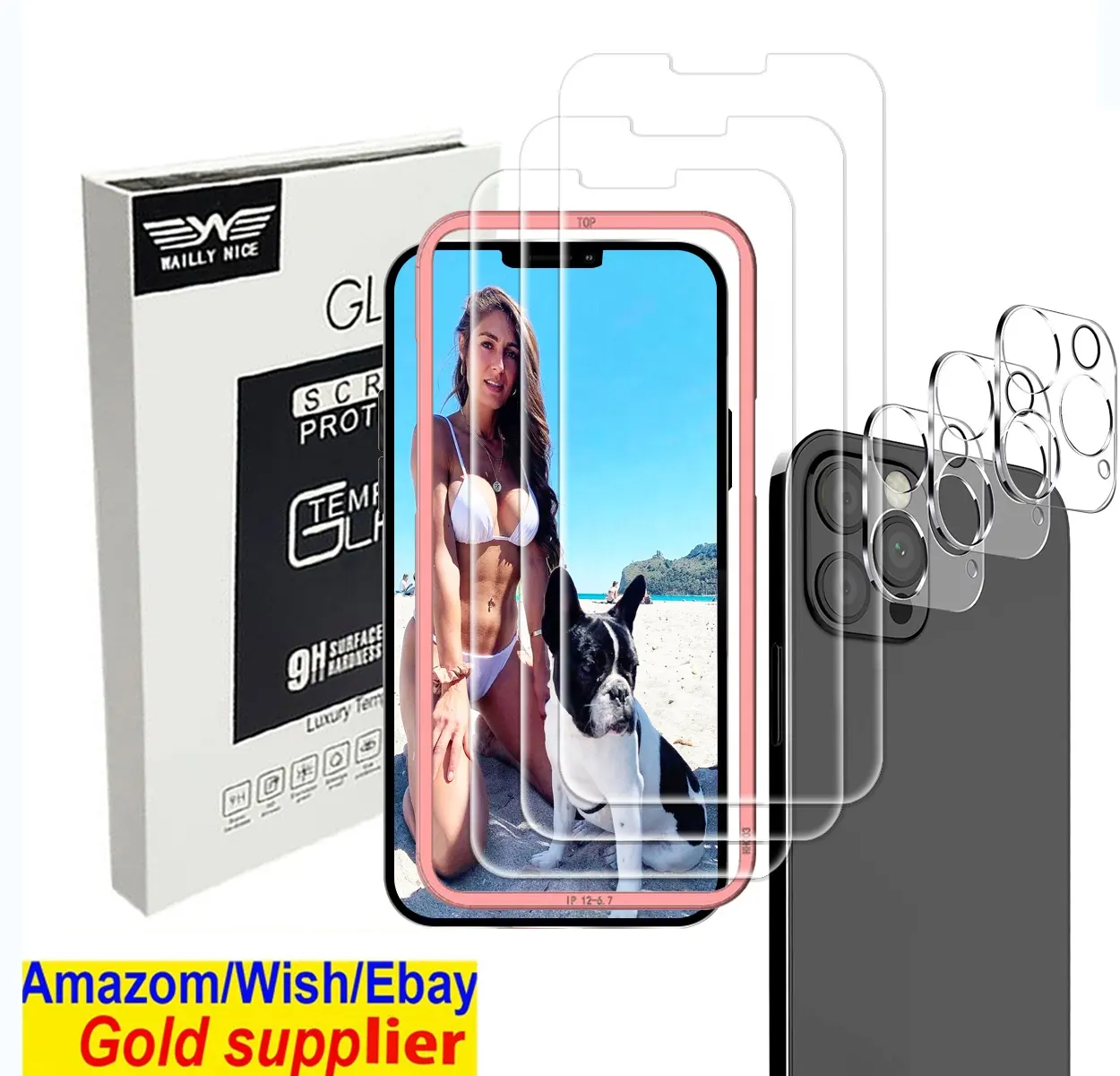 Amazon Top Verkoper Product 3 Pack Case Vriendelijke Installatie Tool Gehard Glas Screen Protector Voor Iphone 11 12 13 Pro max