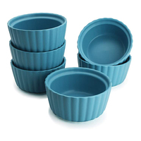 Ramequins en porcelaine gaufrée, 4 oz, blancs, en céramique, pour crème brûlée et soufflés, en grès émaillé, compatibles micro-ondes
