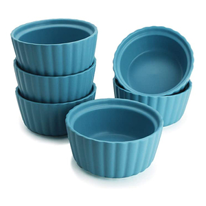 Shape Porcelain Embossed <strong>Ramekins</strong> Baking 4 Oz White Ceramic Creme Brulee Souffle Dishes Stoneware Color Glazed Microwave Safe - Product Image 2