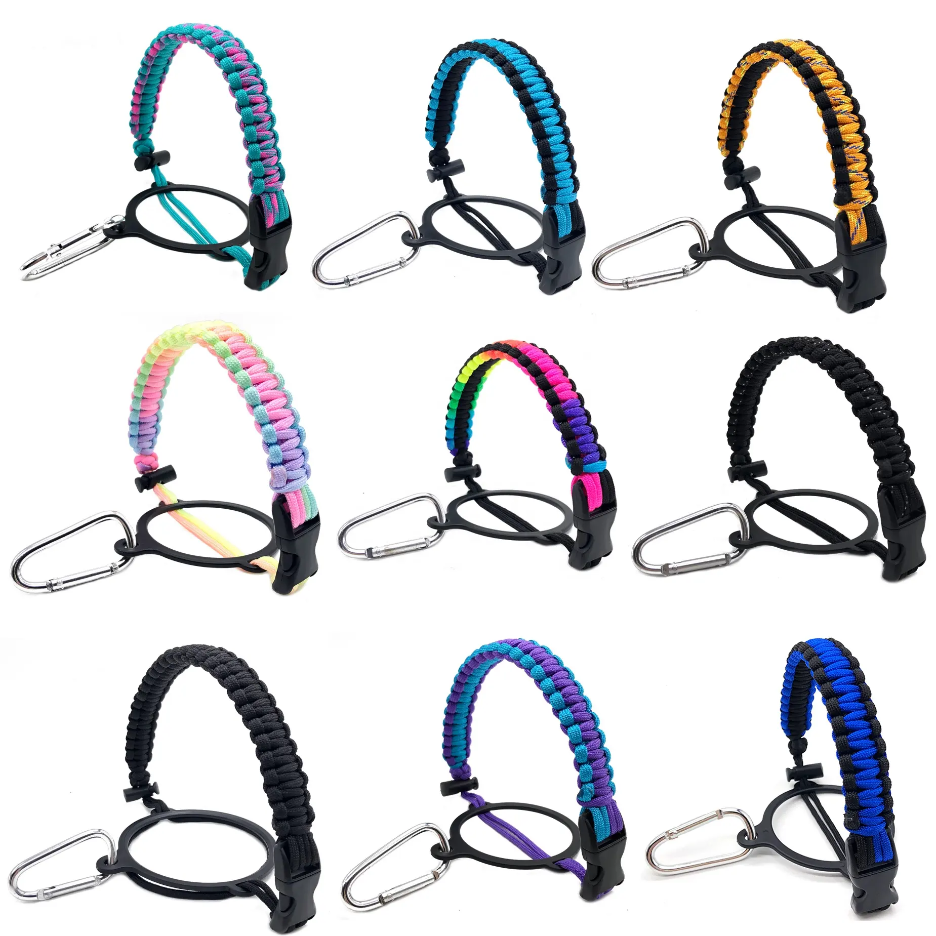 Customized Colorful Sport Paracord Weave Handle For Wide Mouth Water Bottle Holder