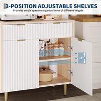 Kabinet Bar kopi Modern bergalur bufet, 2 laci dapat disetel, meja konsol kayu untuk ruang makan dapur ruang tamu