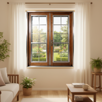 Ventana Arqueada Plegable Horizontal de Madera de Diseño Francés, Ventana Arqueada de Aluminio Europeo Aislada para Casa