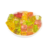 Bonbons gélifiés aux graines de chia en forme de cube, saveur fruitée, emballés individuellement, vente en gros en vrac, directement de l'usine OEM