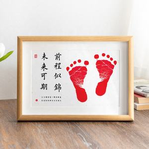 Özel bebek Handprint fotoğraf ahşap çerçeve kiti kreş dekor için toksik olmayan kil kless ped bebek duş hediyeler - Product Image 4