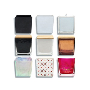 FENGJUN Lọ Nến Thủy Tinh Mờ Màu Đen Hình Vuông Lọ Nến Vuông Sang Trọng Tùy Chỉnh Lọ Thủy Tinh Có Nắp Đậy - Product Image 3