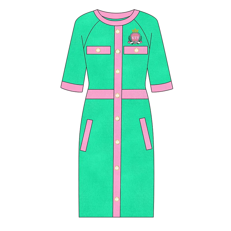 AKA Gorgeous In Green Dress With Pink Trim Knitted Elegant Sorority  Knitwear For Conferences And Formal AKA Events| Alibaba.com
