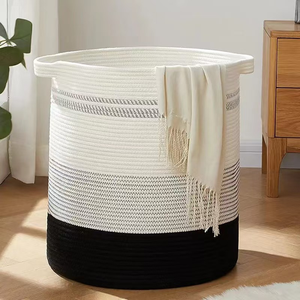 Modern <strong>Laundry</strong> <strong>Baskets</strong> Large Folding Woven Cotton Rope <strong>Baby</strong> Storage <strong>Laundry</strong> <strong>Basket</strong> With Handles - Product Image 4