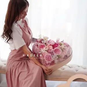 large heart shape pvc transparent flower box with 8 pcs per carton