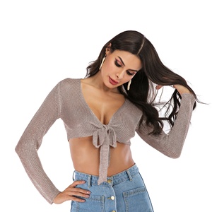Amzn AE fb eb tiktok <span class=keywords><strong>Shein</strong></span> Personnalisé Dames Tricoté Pull Gilet Sexy Ombilical Manches Longues Gilet Débardeurs - Product Image 1