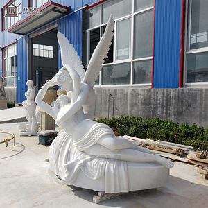 Scultura a grandezza naturale marmo psichico rianimato dalla statua di marmo di angelo bacio di cupido - Product Image 3