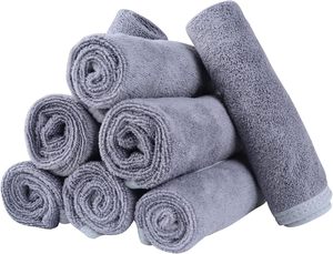 Serviette en microfibre en gros, petite serviette de salon résistante à la décoloration, serviette de séchage en microfibre grise - Product Image 3