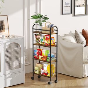 Storage Cart 4 Tier Metal Rolling Shelf With Wheels For Kitchen Bathroom Laundry Organization - Product Image 3