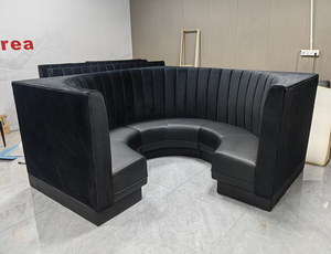 Cabinas de restaurante personalizadas Muebles de restaurante comercial Asientos de cabina de cuero de PU negros modernos - Product Image 6