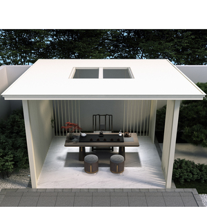Véranda élégante en aluminium noir avec toit en verre trempé <span class=keywords><strong>double</strong></span> <span class=keywords><strong>vitrage</strong></span> pour un espace de vie en plein jardin toute l'année - Product Image 1