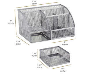 Organizador de Escritorio Plateado, Accesorios de Oficina, Suministros de Almacenamiento para Oficina, Portalápices con Cajón para el Hogar y el Espacio de Trabajo - Product Image 2