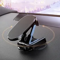 Support de téléphone magnétique pliable et réglable pour tableau de bord de voiture, support de téléphone portable en métal robuste à double amortissement, pratique