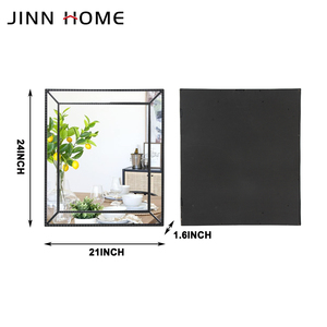 <span class=keywords><strong>Specchio</strong></span> da Bagno Contemporaneo con Cornice in Plastica Nera e Decorazione <span class=keywords><strong>a</strong></span> Perline Nere Autoadesivo per Pareti - Product Image 5