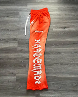 Pantalon de survêtement évasé personnalisé broderie Patch Applique couture piles pantalon haute qualité polaire délavé pantalon de survêtement évasé pour hommes