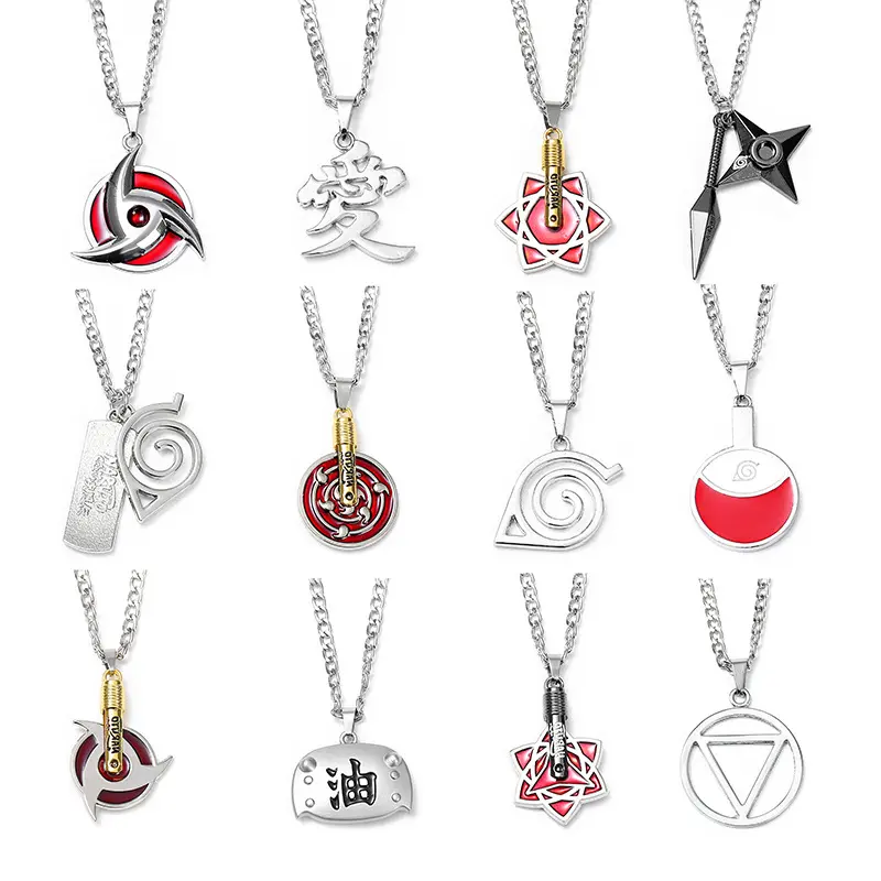 Hot Sale Anime NARUTOS Necklace Pendant Cosplay Kakashi Uchiha Metal Chain Necklace For Trendy Jewelry