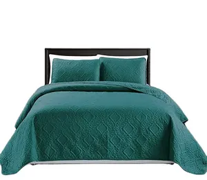 3pc国王加州国王超大号钻石棉质床罩和2个枕头床垫床罩浮雕实心