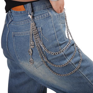 Chaîne de taille de style gothique européen et américain, pendentif crâne en métal gaufré multicouche pour femme, chaîne de corps tendance punk - Product Image 2