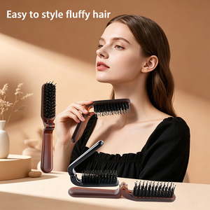 Al por mayor, peine y <span class=keywords><strong>cepillo</strong></span> para el cabello plegable portátil de viaje con logotipo personalizado, con cerdas de nailon y de jabalí, mango de plástico, para desenredar el cabello - Product Image 4
